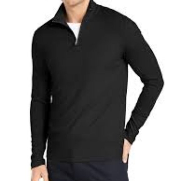 Alfani Size L Black Mock Neck Quarter-Zip Knit Long Sleeve Lightweight Sweater - Picture 1 of 10